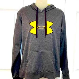 Under Armour Storm Hoodie Gray Neon Logo Sweatshirt Small